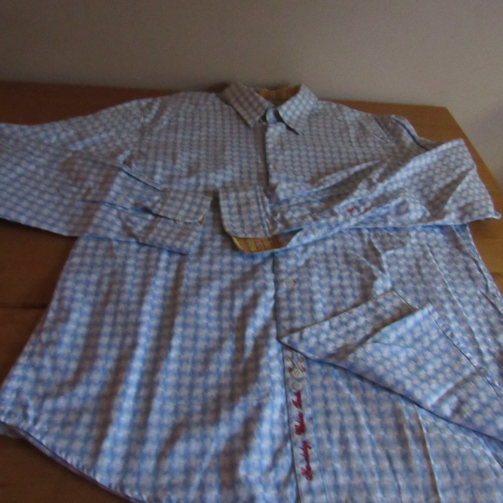 Robert Graham Geometric Blu 100% Cotton LG Men's S
